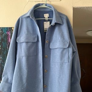 H&M light blue Shacket women’s medium. Brand new.